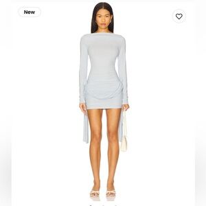 Elegant Light Blue Long Sleeve Dress